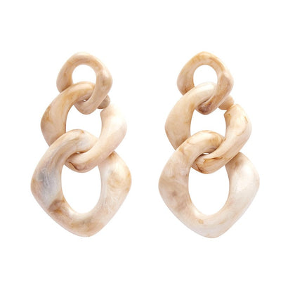 Statement Marble Chain Earrings - Cream  -  Erstwilder Essentials  -  Quirky Resin and Enamel Accessories