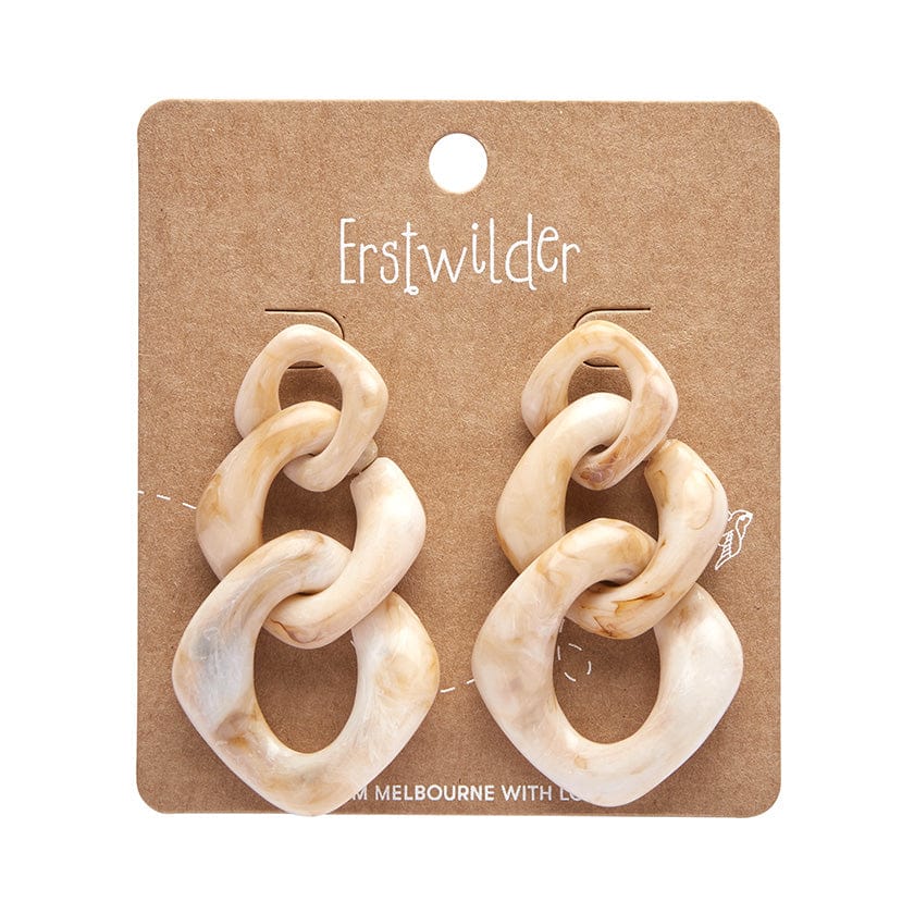 Statement Marble Chain Earrings - Cream  -  Erstwilder Essentials  -  Quirky Resin and Enamel Accessories