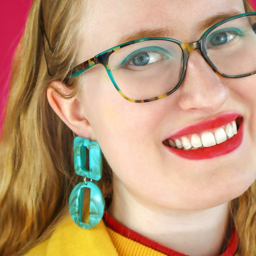 Statement Marble Chunky Drop Earrings - Turquoise  -  Erstwilder Essentials  -  Quirky Resin and Enamel Accessories