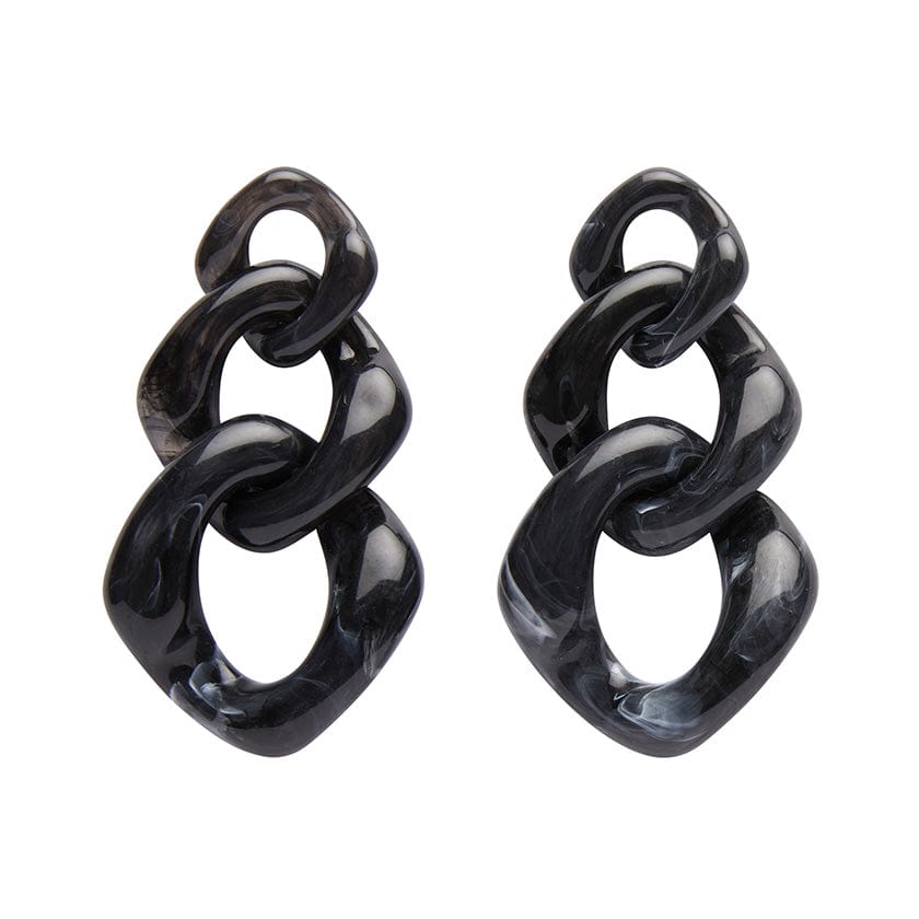 Statement Marble Chain Earrings - Black  -  Erstwilder Essentials  -  Quirky Resin and Enamel Accessories