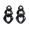 Statement Marble Chain Earrings - Black