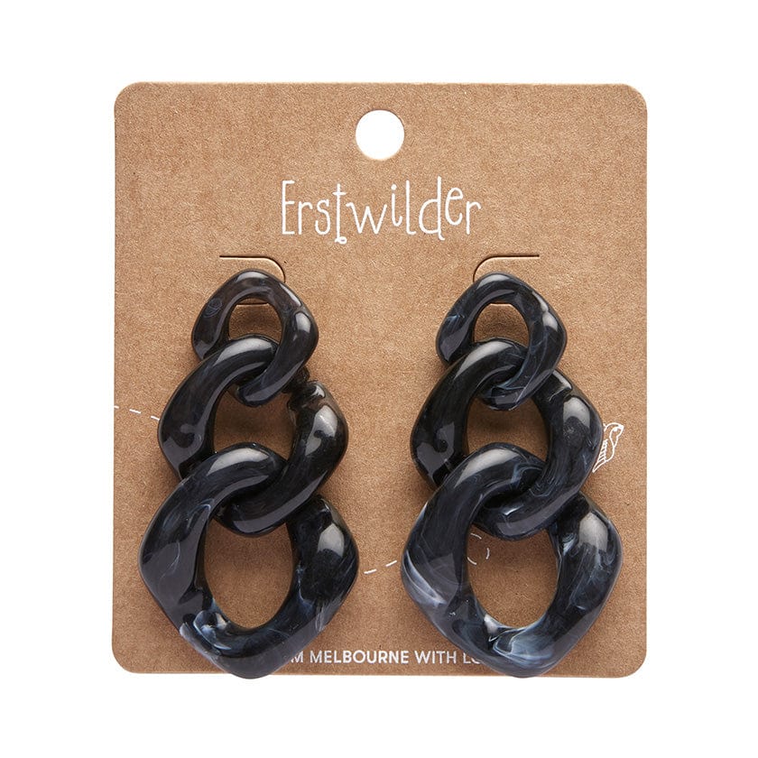 Statement Marble Chain Earrings - Black  -  Erstwilder Essentials  -  Quirky Resin and Enamel Accessories