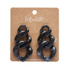 Statement Marble Chain Earrings - Black