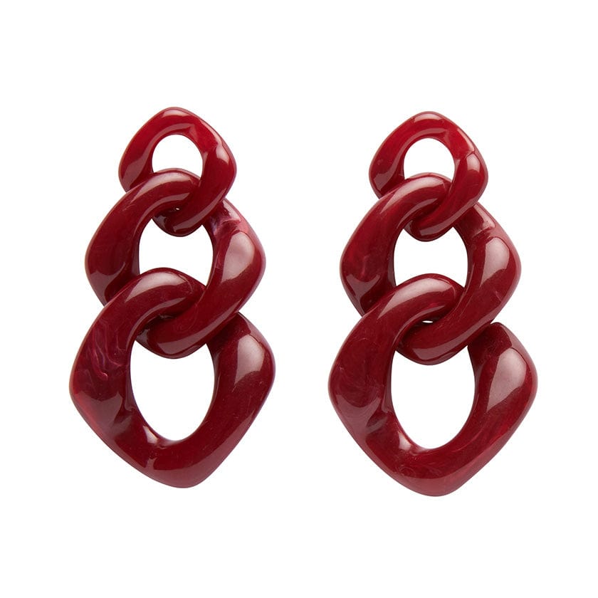 Statement Marble Chain Earrings - Ruby Red  -  Erstwilder Essentials  -  Quirky Resin and Enamel Accessories