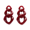 Statement Marble Chain Earrings - Ruby Red