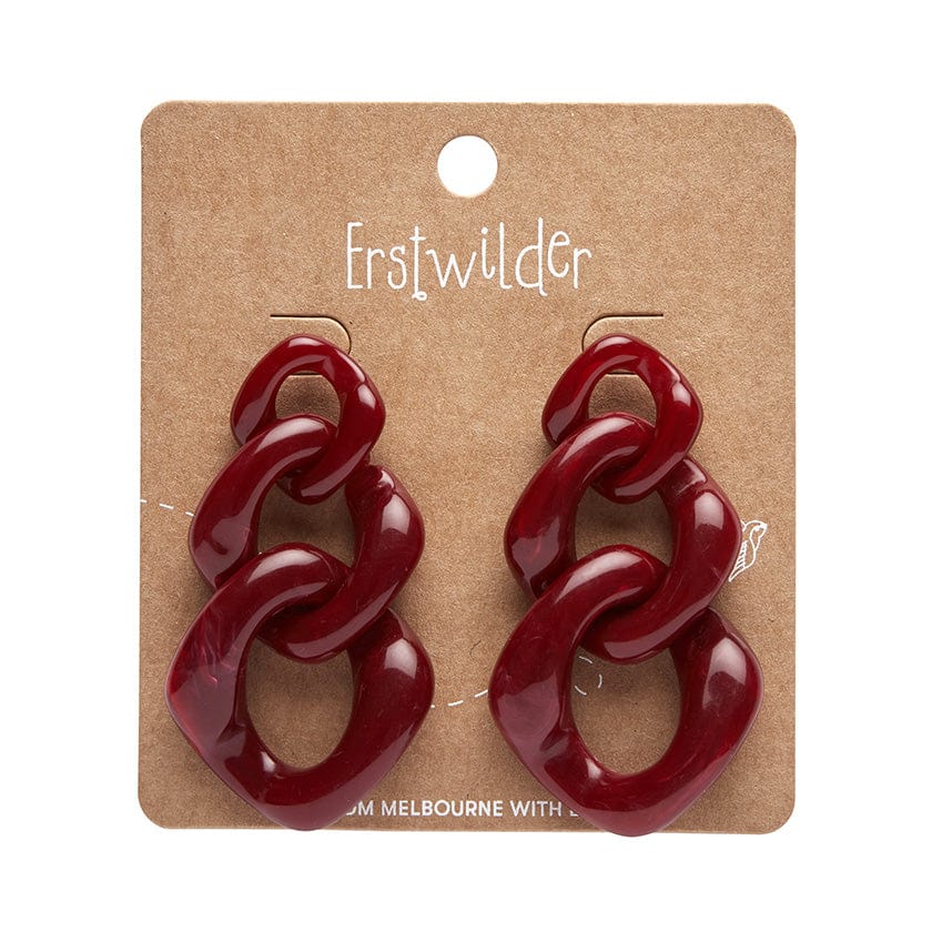 Statement Marble Chain Earrings - Ruby Red  -  Erstwilder Essentials  -  Quirky Resin and Enamel Accessories