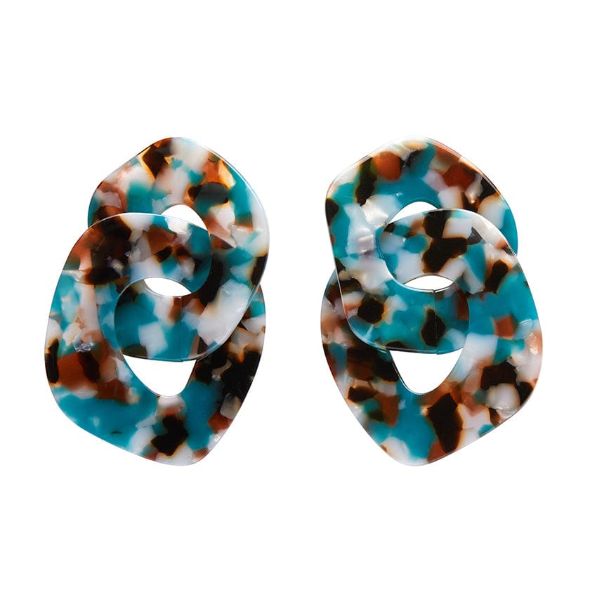 Statement Tort Chunky Chain Earrings - Blue  -  Erstwilder Essentials  -  Quirky Resin and Enamel Accessories