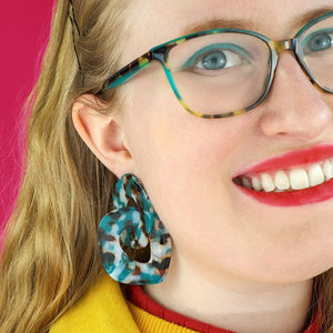 Statement Tort Chunky Chain Earrings - Blue  -  Erstwilder Essentials  -  Quirky Resin and Enamel Accessories