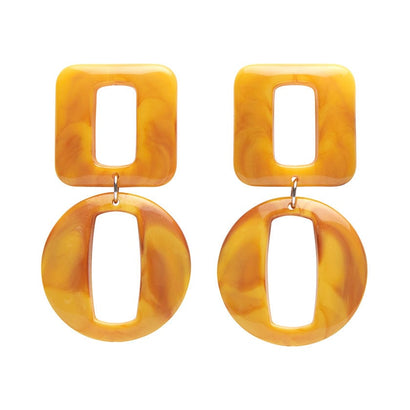 Statement Marble Chunky Drop Earrings - Mustard  -  Erstwilder Essentials  -  Quirky Resin and Enamel Accessories