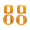 Statement Marble Chunky Drop Earrings - Mustard