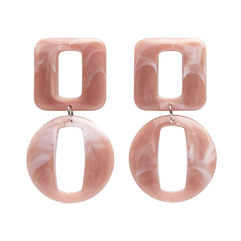 Statement Marble Chunky Drop Earrings - Pink  -  Erstwilder Essentials  -  Quirky Resin and Enamel Accessories