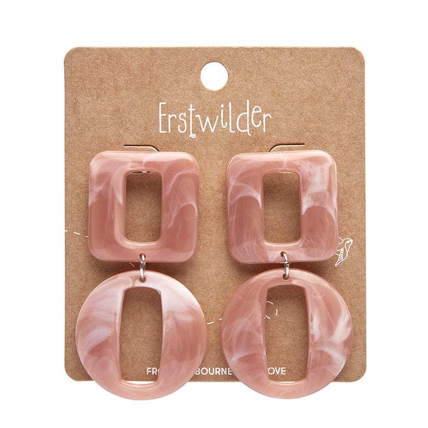 Statement Marble Chunky Drop Earrings - Pink  -  Erstwilder Essentials  -  Quirky Resin and Enamel Accessories