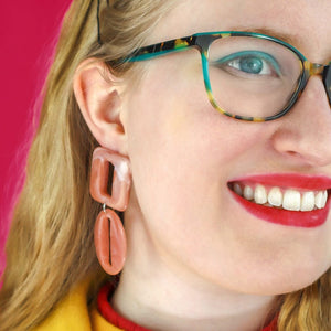 Statement Marble Chunky Drop Earrings - Pink  -  Erstwilder Essentials  -  Quirky Resin and Enamel Accessories