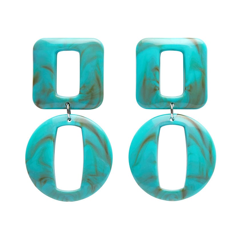 Statement Marble Chunky Drop Earrings - Turquoise  -  Erstwilder Essentials  -  Quirky Resin and Enamel Accessories