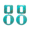 Statement Marble Chunky Drop Earrings - Turquoise
