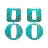 Statement Marble Chunky Drop Earrings - Turquoise