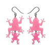 Double Frog Drop Earrings - Pink