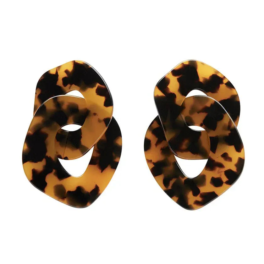 Statement Tort Chunky Chain Earrings - Brown  -  Erstwilder Essentials  -  Quirky Resin and Enamel Accessories