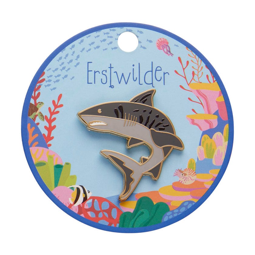 Tiger Shark Enamel Pin  -  Erstwilder  -  Quirky Resin and Enamel Accessories