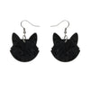 Solid Cat Head Ripple Resin Drop Earrings - Black  -  Erstwilder Essentials  -  Quirky Resin and Enamel Accessories
