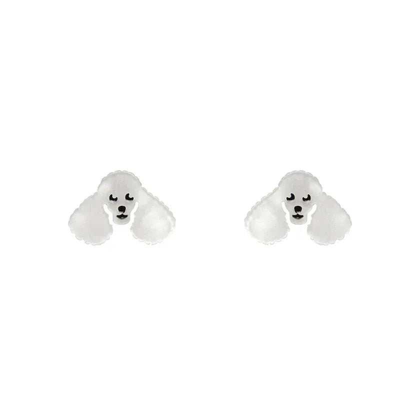 Poodle Ripple Stud Earrings - White  -  Erstwilder Essentials  -  Quirky Resin and Enamel Accessories