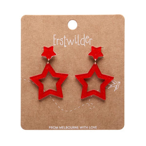 Double Star Stud Earrings – Red  -  Erstwilder Essentials  -  Quirky Resin and Enamel Accessories