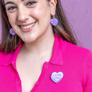 Candy Heart Simplified Mini Brooch – Purple  -  Erstwilder Simplified  -  Quirky Resin and Enamel Accessories