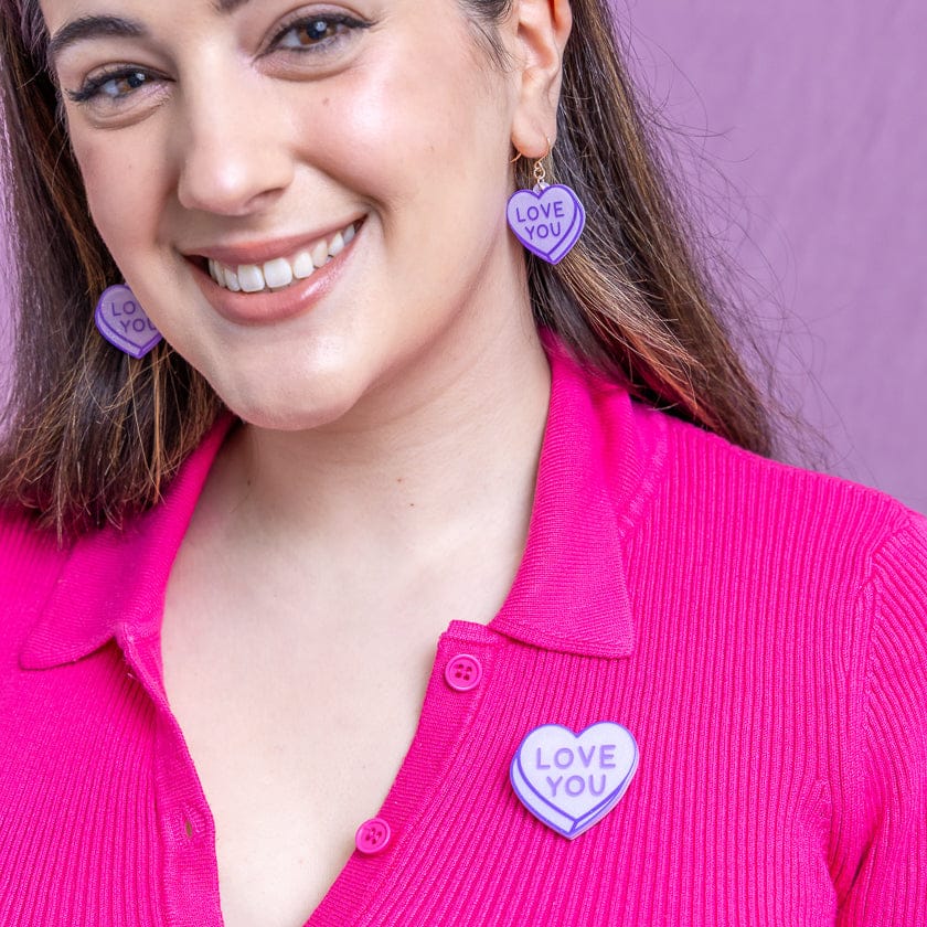 Candy Heart Simplified Mini Brooch – Purple  -  Erstwilder Simplified  -  Quirky Resin and Enamel Accessories