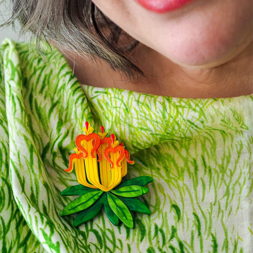Long-flower Mistletoe Brooch  -  Erstwilder  -  Quirky Resin and Enamel Accessories
