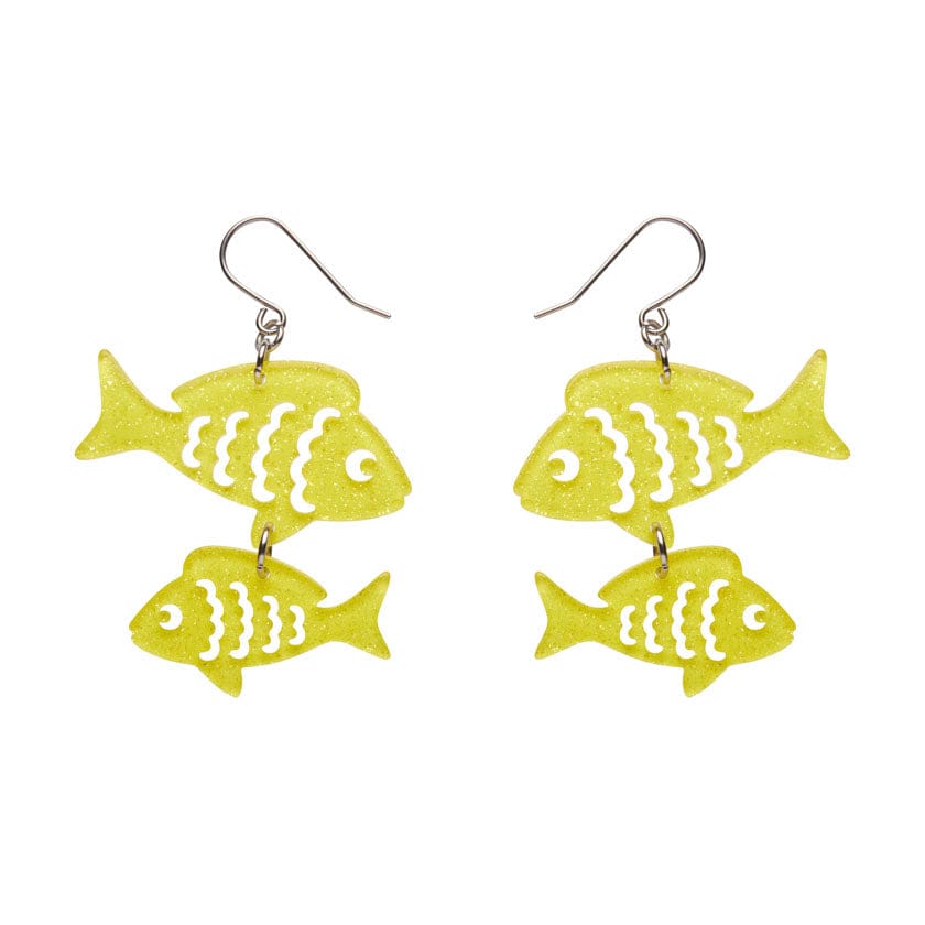 Fish Friends Drop Earrings - Yellow  -  Erstwilder Essentials  -  Quirky Resin and Enamel Accessories