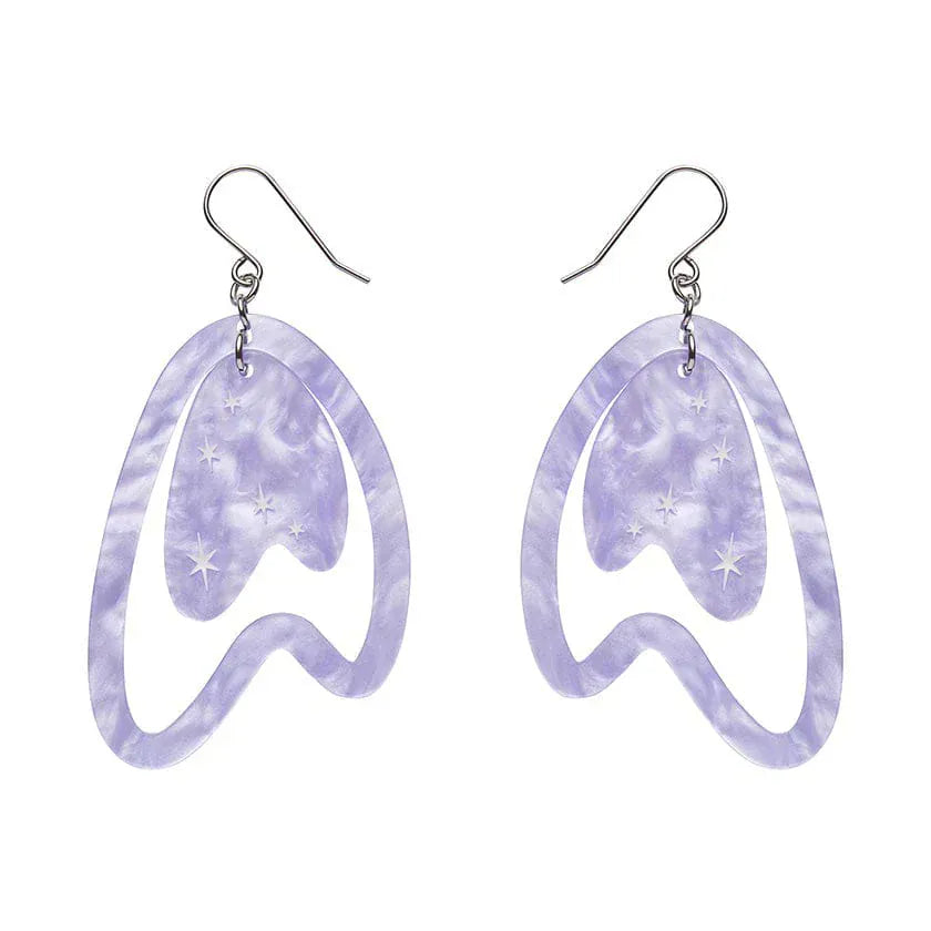 Atomic Boomerang Drop Earrings - Lilac  -  Erstwilder Essentials  -  Quirky Resin and Enamel Accessories