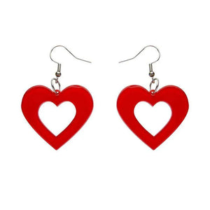 Heart Bubble Resin Drop Earrings - Red  -  Erstwilder Essentials  -  Quirky Resin and Enamel Accessories