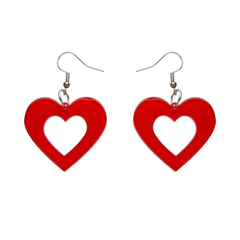 Heart Bubble Resin Drop Earrings - Red  -  Erstwilder Essentials  -  Quirky Resin and Enamel Accessories