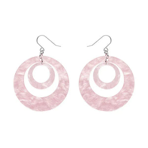 Double Hoop Ripple Drop Earrings - Pink  -  Erstwilder Essentials  -  Quirky Resin and Enamel Accessories