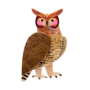 The Grand Great Horned Owl Brooch  -  Erstwilder  -  Quirky Resin and Enamel Accessories