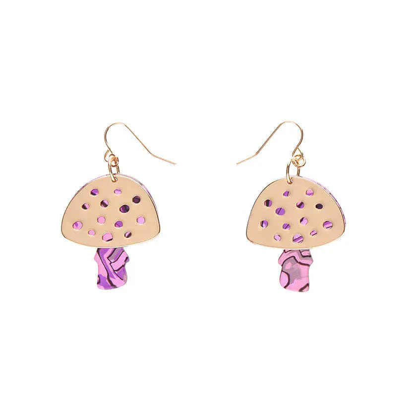 Mushroom Textured Resin Drop Earrings - Pink  -  Erstwilder Essentials  -  Quirky Resin and Enamel Accessories