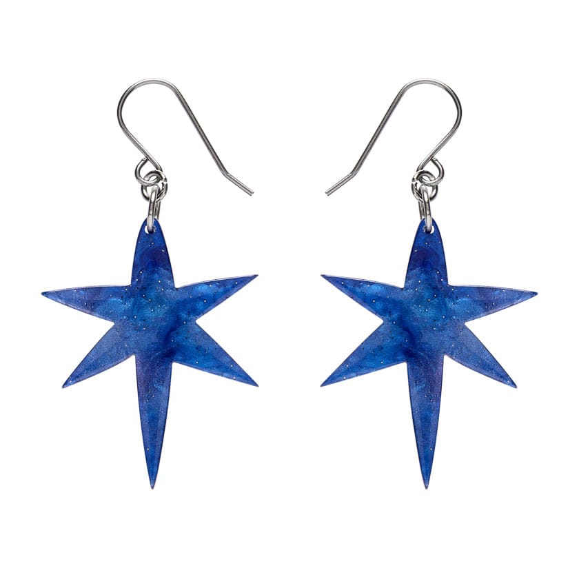 North Star Drop Earrings - Blue  -  Erstwilder Essentials  -  Quirky Resin and Enamel Accessories