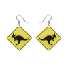 Kangaroo Sign Drop Earrings - Yellow