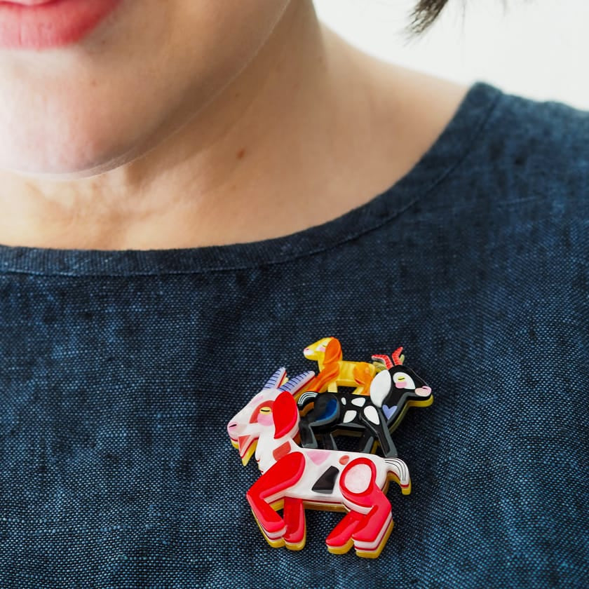 Goat Goals Brooch  -  Erstwilder  -  Quirky Resin and Enamel Accessories