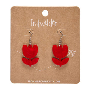 Tulip Drop Earrings - Red  -  Erstwilder Essentials  -  Quirky Resin and Enamel Accessories