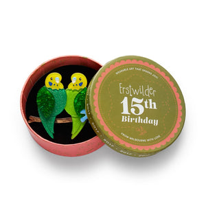 Best Budgies Brooch  -  Erstwilder  -  Quirky Resin and Enamel Accessories