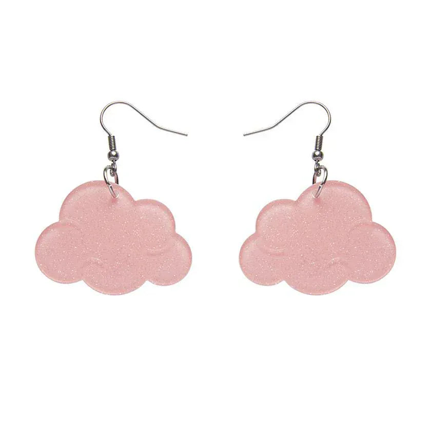 Solid Cloud Glitter Resin Drop Earrings - Pink  -  Erstwilder Essentials  -  Quirky Resin and Enamel Accessories