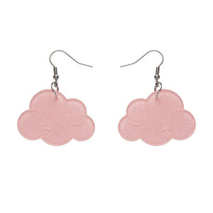 Solid Cloud Glitter Resin Drop Earrings - Pink  -  Erstwilder Essentials  -  Quirky Resin and Enamel Accessories