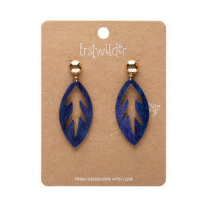 Leaf Drop Earrings – Navy  -  Erstwilder Essentials  -  Quirky Resin and Enamel Accessories