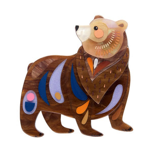 The Brawny Brown Bear Brooch  -  Erstwilder  -  Quirky Resin and Enamel Accessories