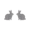Bunny Glitter Resin Stud Earrings - Silver  -  Erstwilder Essentials  -  Quirky Resin and Enamel Accessories