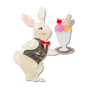 Rabbit Waiter Brooch  -  Erstwilder  -  Quirky Resin and Enamel Accessories