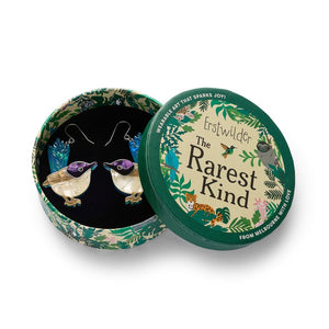 Purple-Crowned Fairy Wren Drop Earrings  -  Erstwilder  -  Quirky Resin and Enamel Accessories