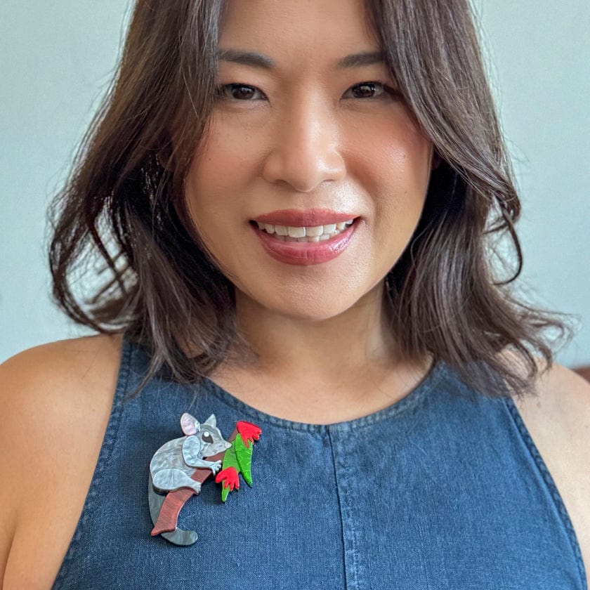 Penny the Possum Brooch  -  Erstwilder  -  Quirky Resin and Enamel Accessories