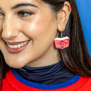 Story Book Drop Earrings - Pink  -  Erstwilder Essentials  -  Quirky Resin and Enamel Accessories